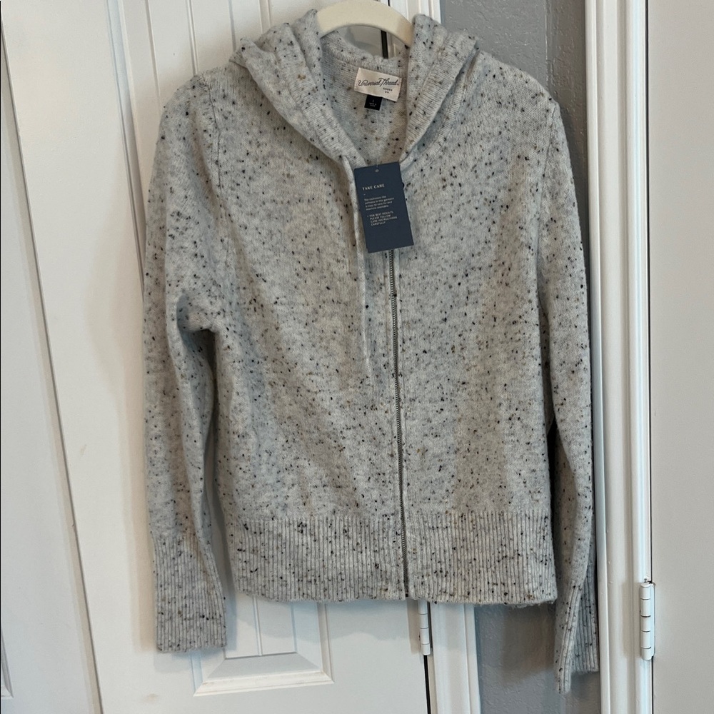 Universal Thread Light Gray Speckled Zip Hoodie N… - image 1